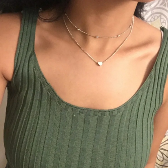 Dainty Gold Heart Ball Chain Choker Necklace - Picture 4 of 7